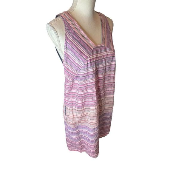 Tommy Bahama Dress Womens Pink Linen Striped Pocketed Raw Hem S/P - Picture 2 of 5